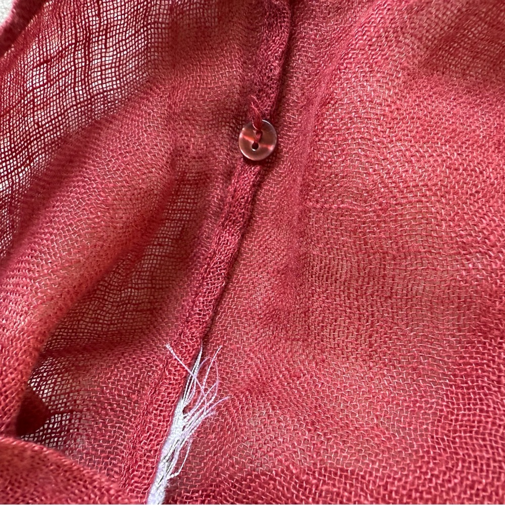 Eileen Fisher Top Linen Gauze Sheer Tie 3/4 Sleeve - Picture 7 of 7